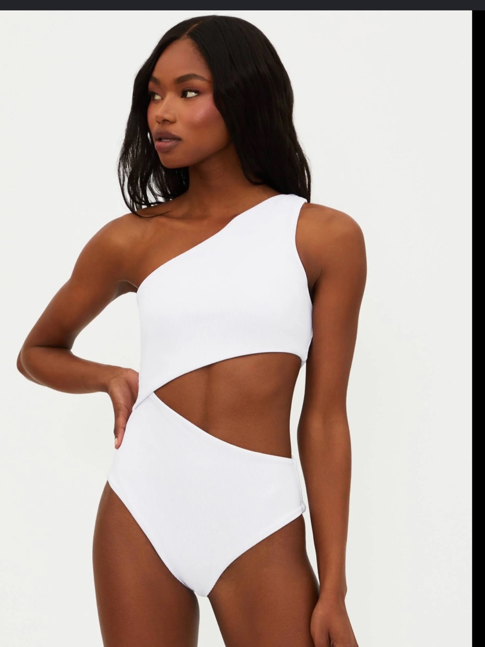 Beach Riot Large Celine One-Shoulder White Cutout One-Piece Swimsuit